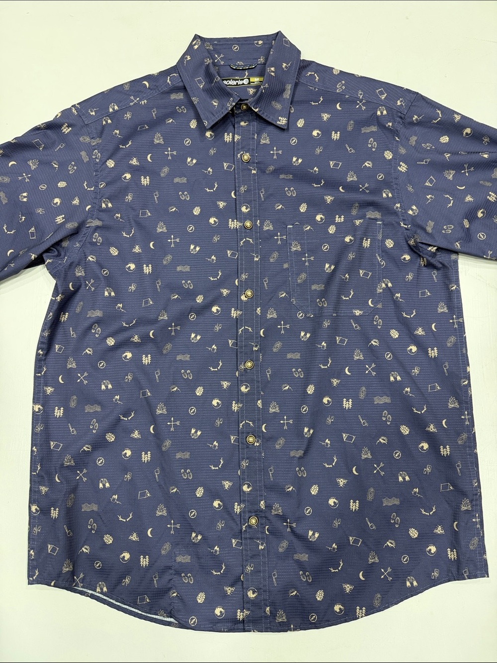 Men's Navy Short-Sleeve Printed Button-Down Shirt